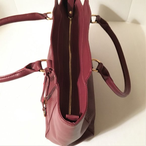 Cuore & Pelle Leather Snakeskin Musette Bag Handbag Carryall Tote - Picture 4 of 8